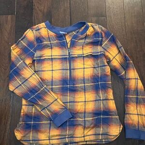 Columbia Yellow and Blue Plaid Long Sleeve Tee